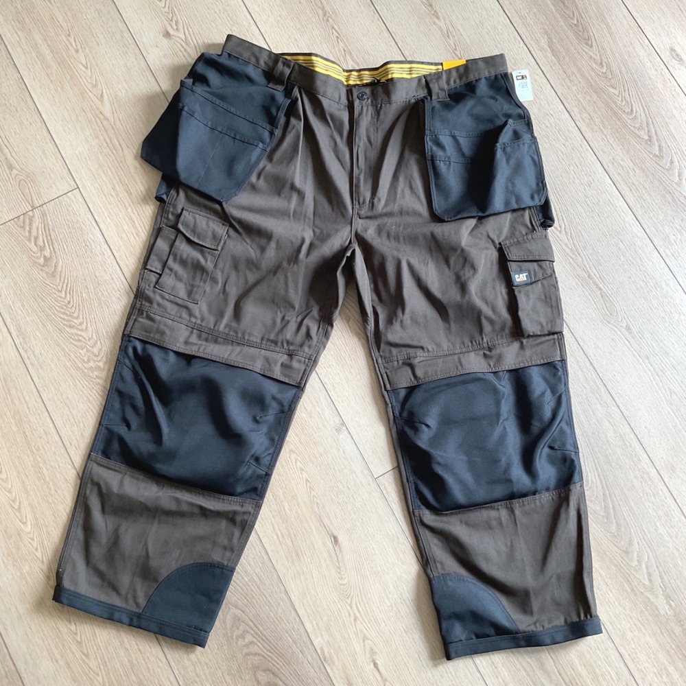 CAT Caterpillar Mens Trademark‎ Trouser Work Cargo Pants Dark Earth 48x30 NEW